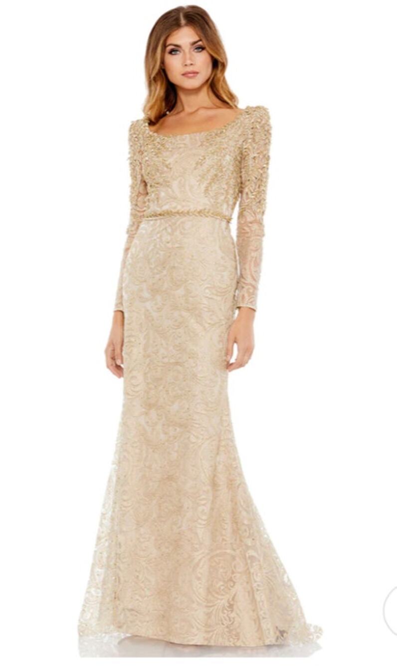 Mac Duggal 11187 Embroidered Applique Shoulder Detail Trumpet Gown 8